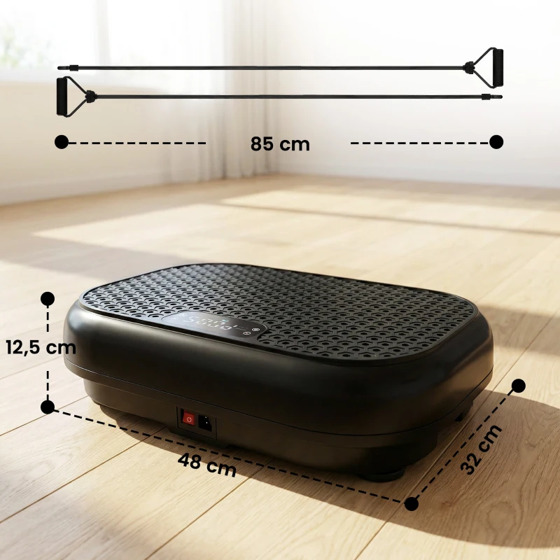 SPORTNOW Plataforma vibratoria con 120 niveles de intensidad, 5 programas preconfigurados, mando a distancia, pantalla LED para tonificación muscular, Negro