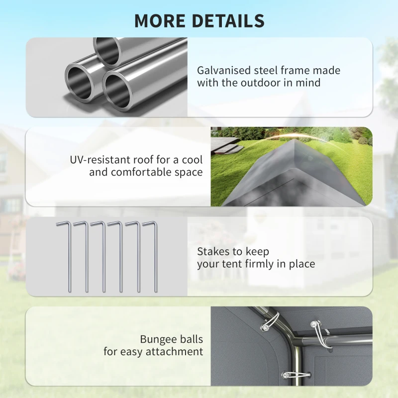 Outsunny 3 x 3 m Party Tent, Outdoor Canopy Tent Shelter with Removable Sidewalls, 4 Zipped Doors, for Parties, Wedding, Grey