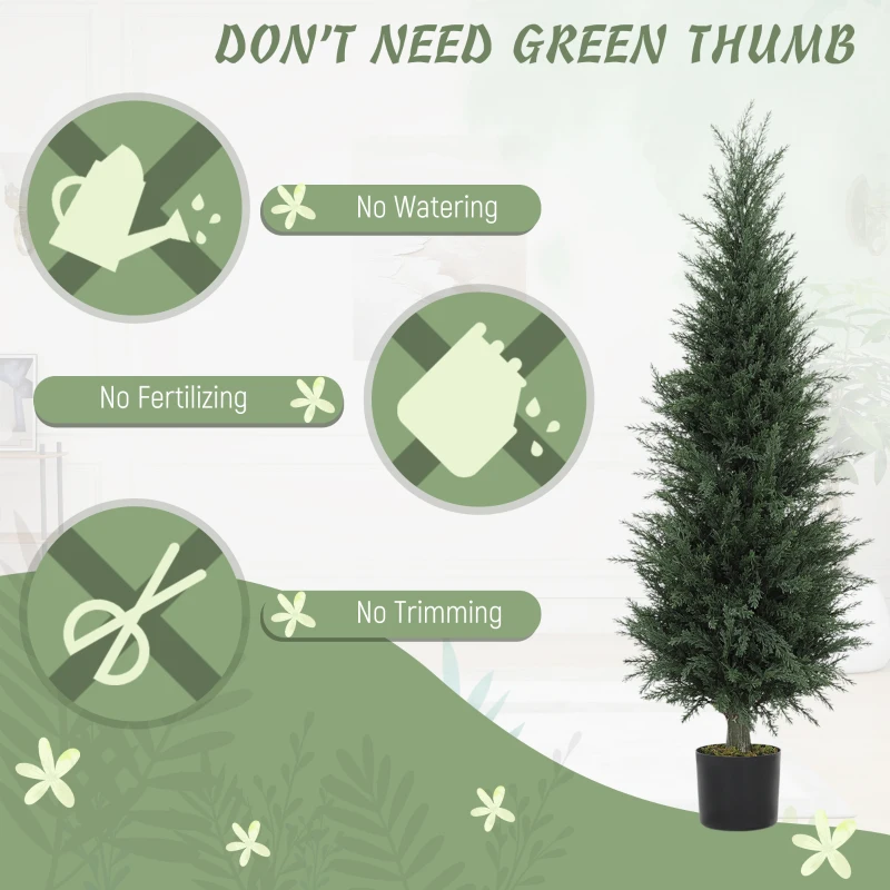 HOMCOM Sztuczna Cyprysowa Roślina 120 cm z Mchem, Odporna na UV Plastikowa Roślina w Doniczce, Dekoracyjny Sztuczny Drzewko do Salonów, Sypialni, Biur, Ogrodów, Prezent