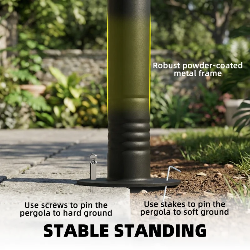 Outsunny 3 x 2 m Lean to Garden Pergola, Metal Frame Gazebo Pergola with UPF30+ Protection, Sloped Roof, Drainage Holes, Cream