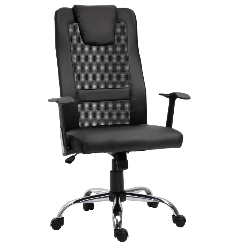 Vinsetto Chaise de Bureau Ergonomique Fauteuil de Bureau pivotant, hauteur réglable, Dossier en maille respirante, revêtement en Nylon synthétique Noir