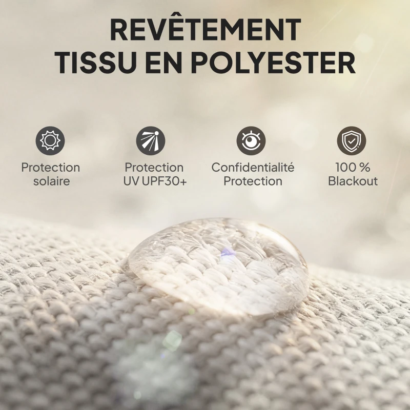 Outsunny Store extérieur enrouleur 2,4 x 1,6 m store occultant vertical brise-vue rétractable imperméable, anti-UV30+, crème