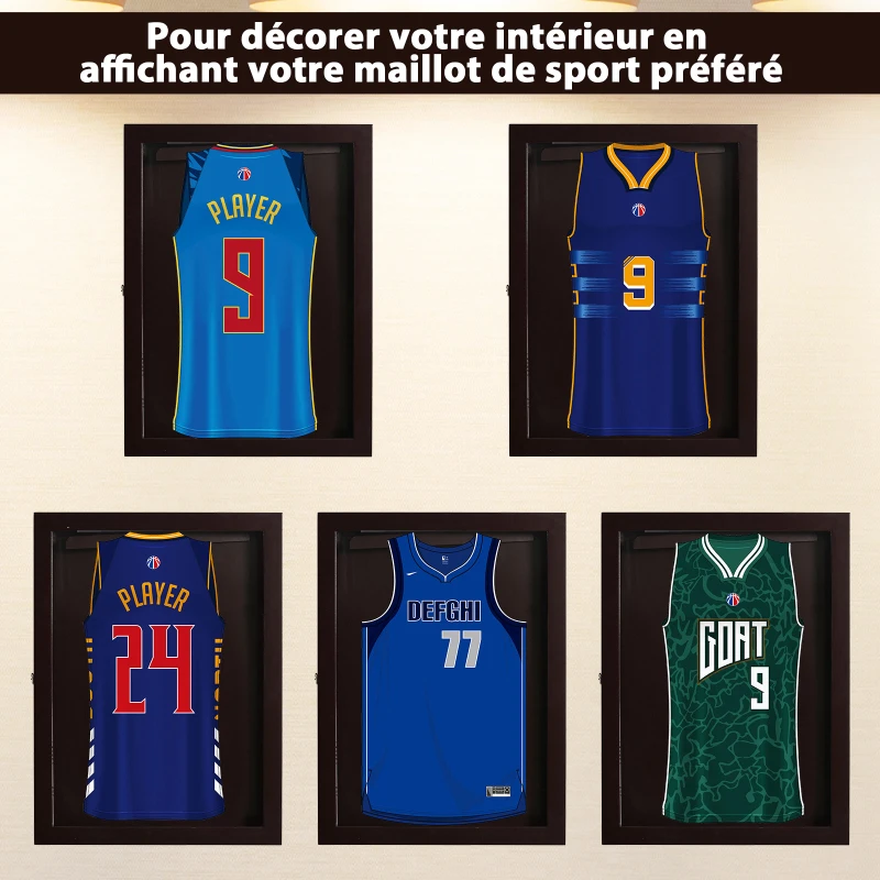 Frame box T-frame cadre pour maillot porte acrylique doublure interne feutre 60L x 7l x 80H cm marron