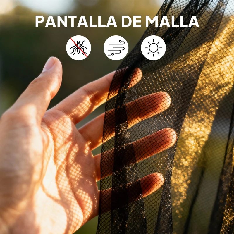 Outsunny 4 Paneles Laterales 3,4x2 cm para Carpa de Jardín Tela Mosquitera para Cenador Gazebo con Cremalleras y Anillas Negro