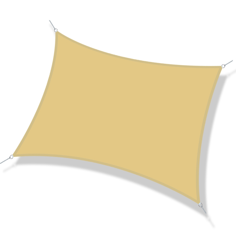 Outsunny Toldo Vela de Sombra Cuadrado 3x3 m Toldo de Terraza de Poliéster con Anillo de Acero Inoxidable y Cuerdas Arena