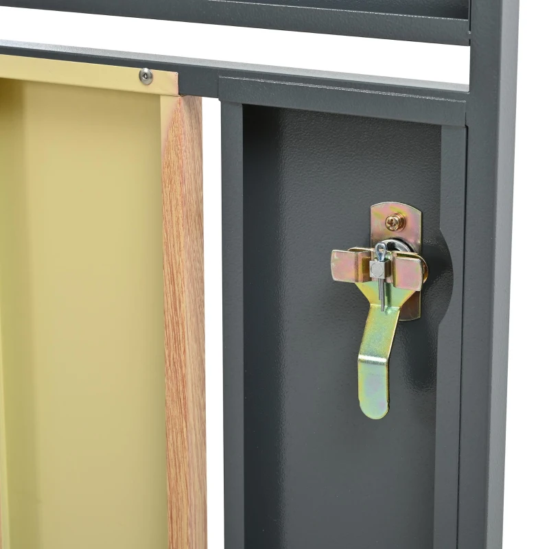 Mülltonnenbox mit integriertem Pflanztrog, abschließbar, für 2 Standard‑Mülltonnen, 132x80x124,5 cm, Grau+Naturfarbe