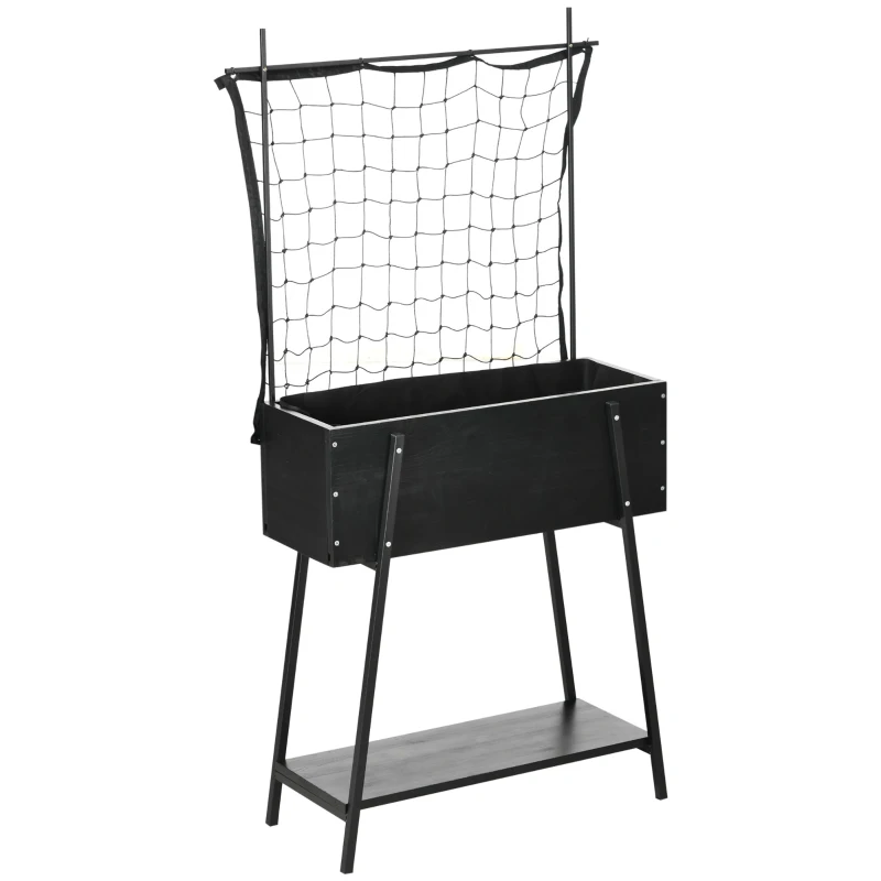 Outsunny Jardinière sur pieds avec étagère inférieure et treillis filet pour plantes et fleurs - dim. 89L x 34l x 168H cm