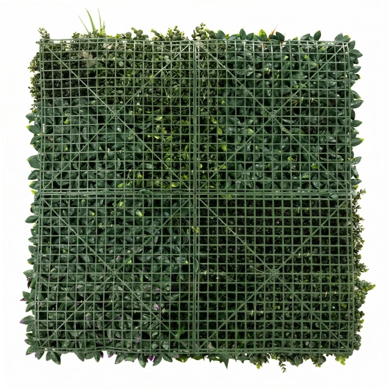 Outsunny Graswandpanelen, 100 x 100 cm kunstgraswand-decoratie met verbindingsbinders, groene achtergrond, groen