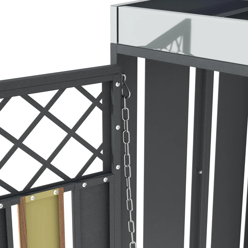 Abschließbare Mülltonnenbox, für 4 Standardtonnen mit integriertem Blumentrog, 264x80x124.5 cm, Grau+Naturfarbe