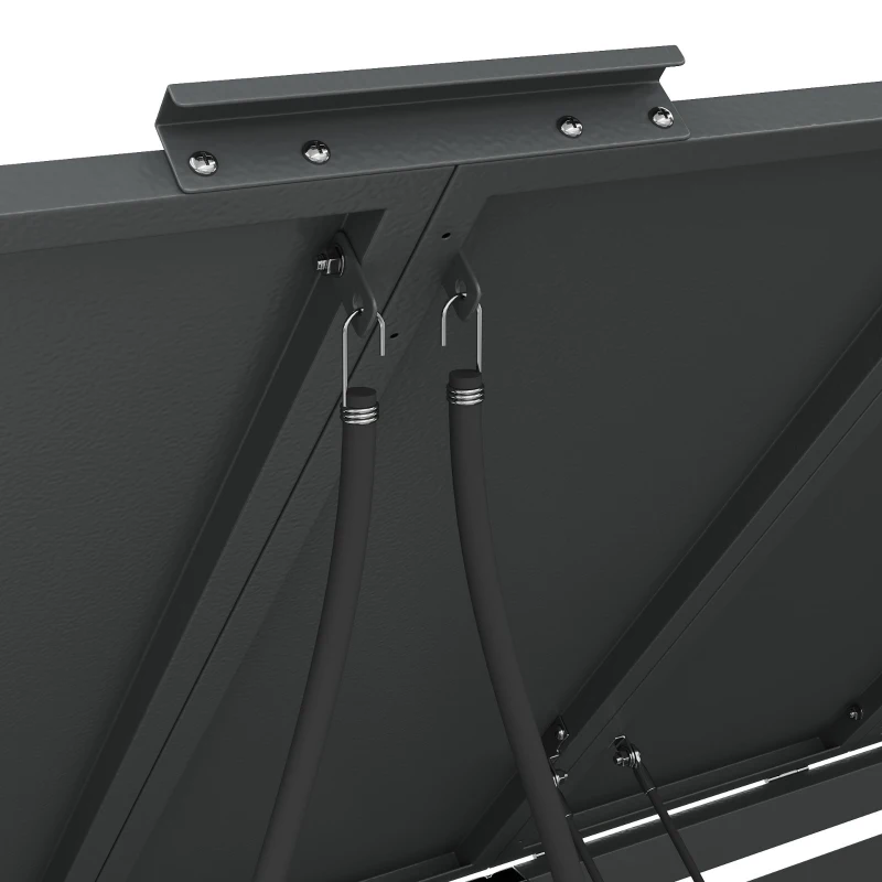 Mülltonnenbox mit hydraulischem Klappdeckel, 4 Fächer, abschließbare Türen, 264x80x118.5 cm, Grau+Naturfarbe