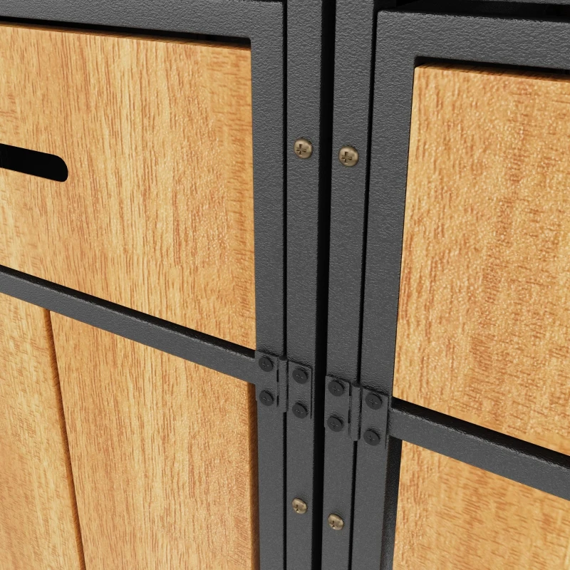 Mülltonnenbox mit Pflanztrog, für 4 Mülltonnen, Frontzugang mit Schloss und Griff, 264x80x124 cm, Grau+Naturfarbe