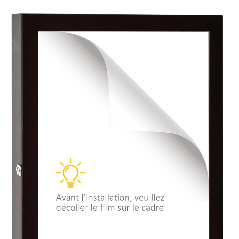 Frame box T-frame cadre pour maillot porte acrylique doublure interne feutre 60L x 7l x 80H cm marron