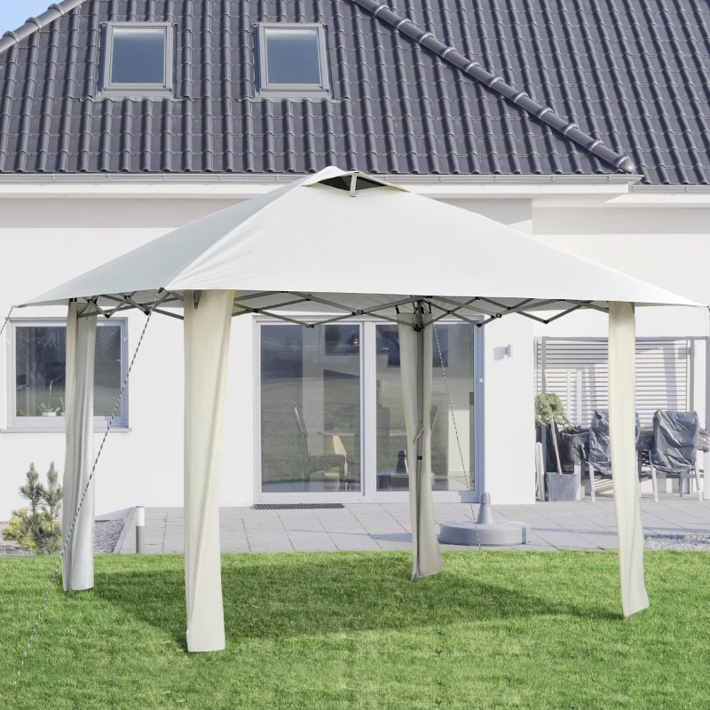 Outsunny Tonnelle barnum de jardin pop-up pliant 3 x 3 m acier époxy polyester anti UV crème