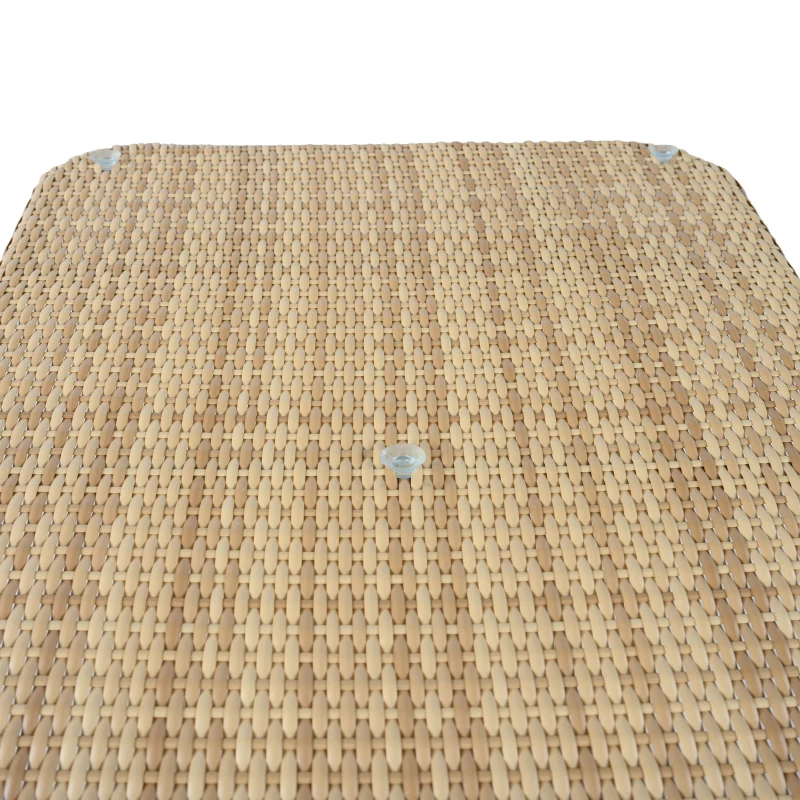 5-teiliges PE‑Rattan-Gartenmöbel-Set, 3‑Sitzer-Sofa, 2 Sesseln und Glastisch, Beige+Schwarz+Weiß