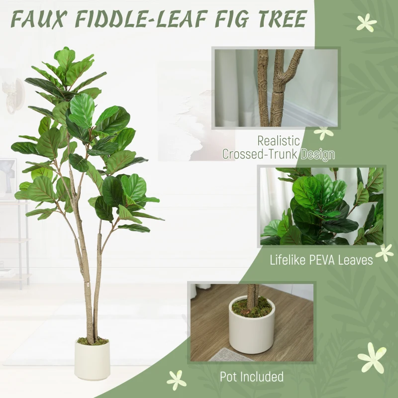 HOMCOM 150cm Artificial Ficus Tree - Green