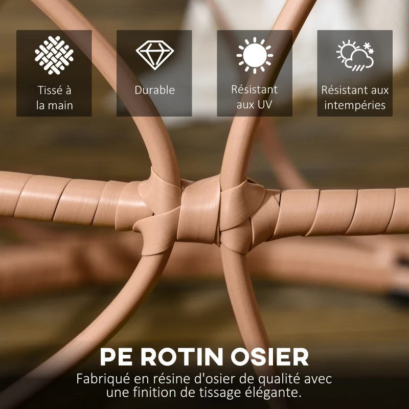 Outsunny Lot de 2 tables basses gigognes de jardin table d'appoint ronde encastrables résine tressée imitation rotin