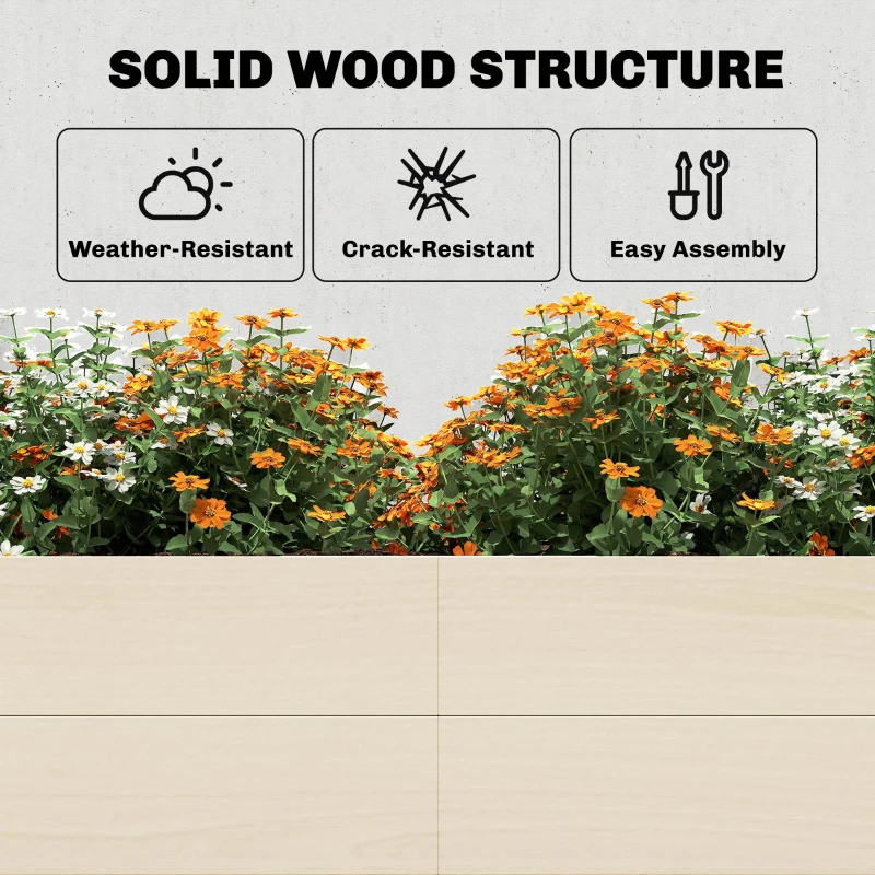 Outsunny Wooden Raised Bed for Garden, 620L Extra Large Raised Garden Bed with Open Bottom, Outdoor Elevated Planter Box
