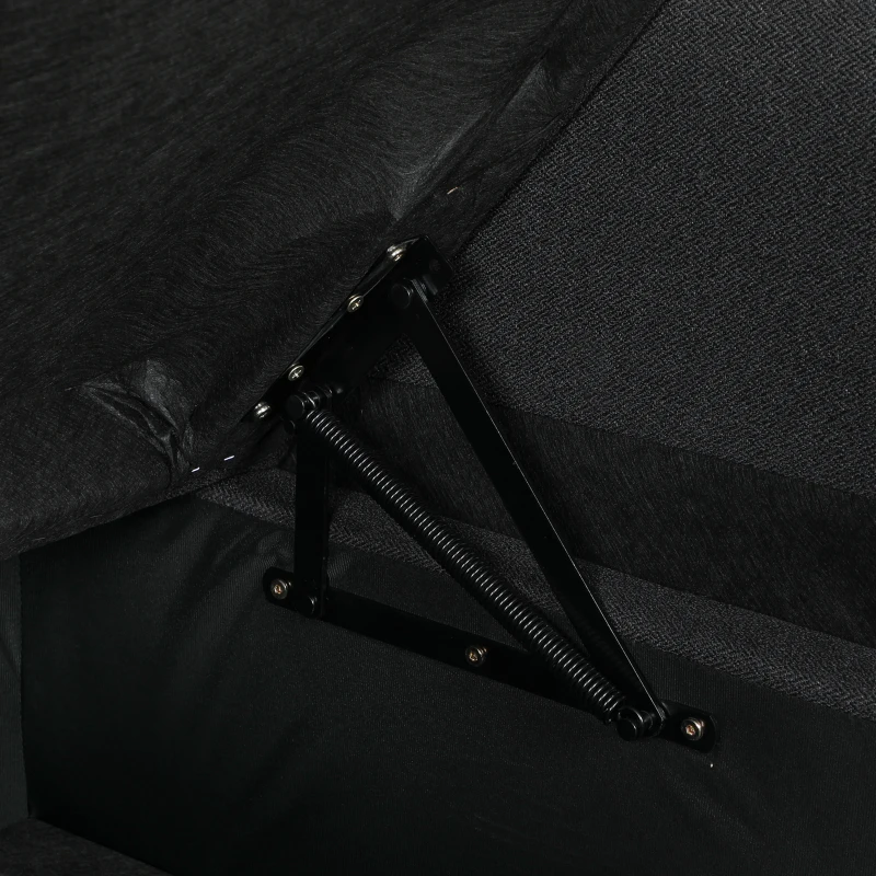 HOMCOM Divano Letto Angolare Effetto Lino con Vano Portaoggetti a Scomparsa, 192x148x86 cm, Grigio Antracite