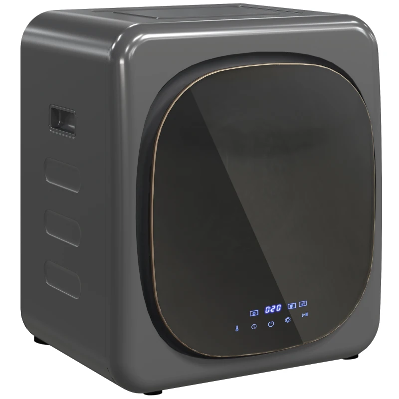 HOMCOM Suszarka z dezynfekcją UV, kompaktowa konstrukcja, 4 kg pojemności, stal nierdzewna, szara