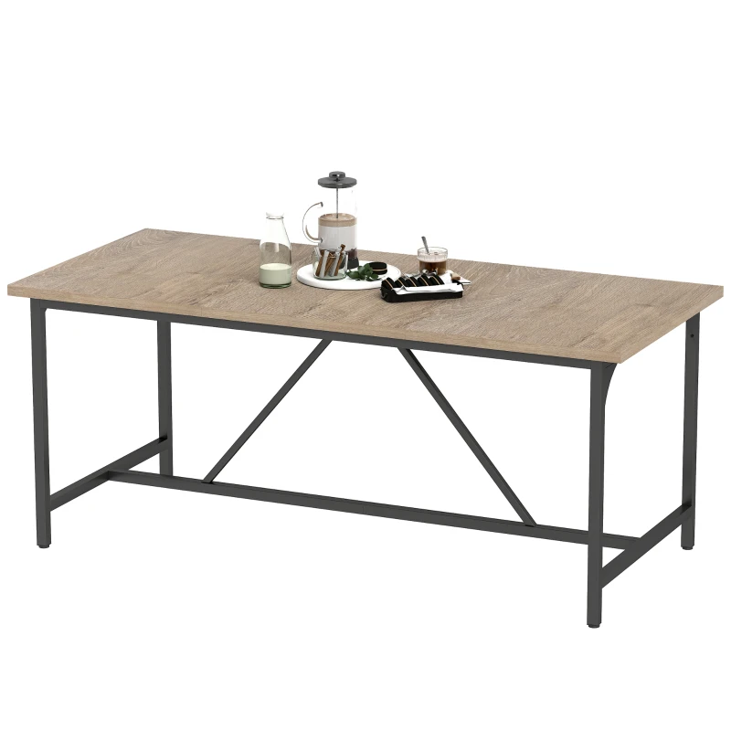 HOMCOM Masă dreptunghiulară de dining pentru 6-8 persoane masă de bucătărie stil industrial 180 x 80 x 75,5 cm efect lemn natural