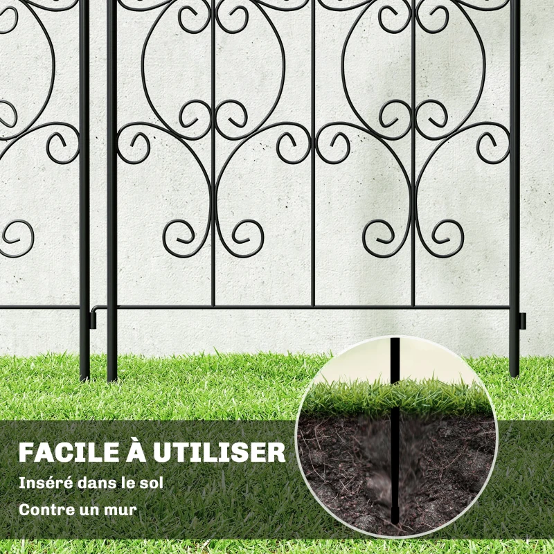 Outsunny Lot de 2 Supports pour Plantes Grimpantes, Treillis de Jardin, pour Légumes, Vignes, Fleurs, en Métal, 50 x 180 cm, Noir