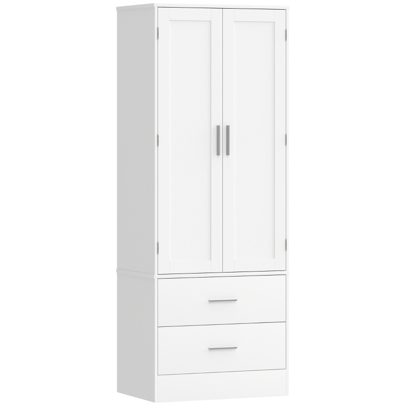 HOMCOM Servantă de Bucătărie cu Dulap, 8 Rafturi pentru Condimente și 2 Sertare, 60x40x159 cm, Alb