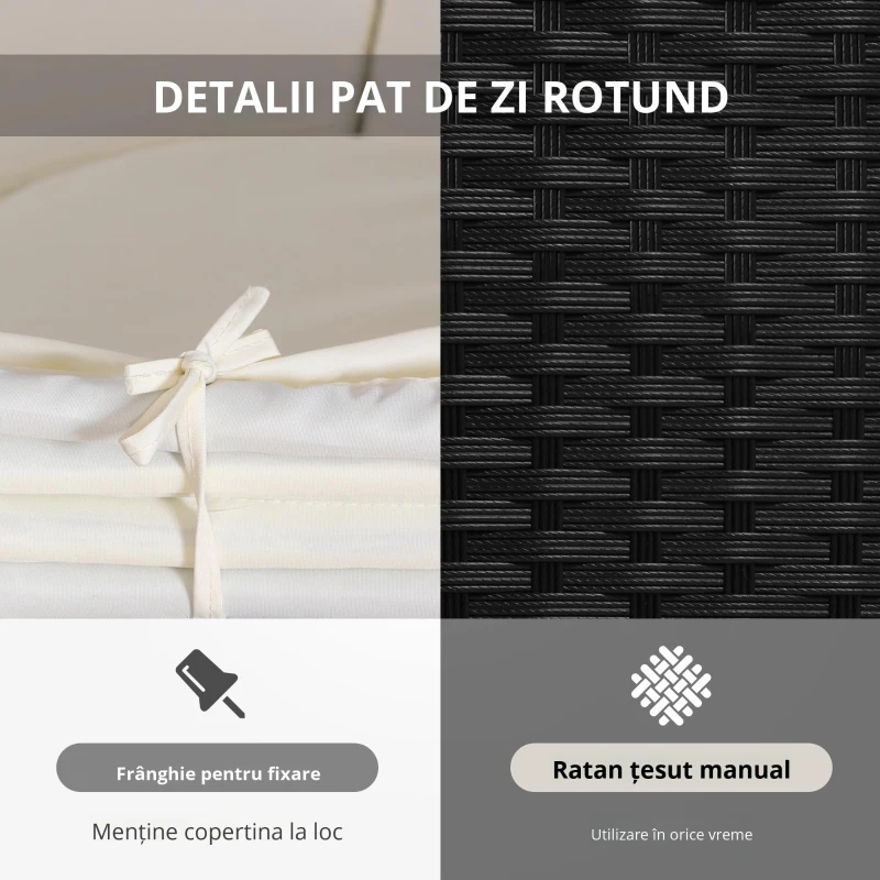 Outsunny Set Modular Canapea Circulara pentru Exterior din PE Ratan Negru si Bej