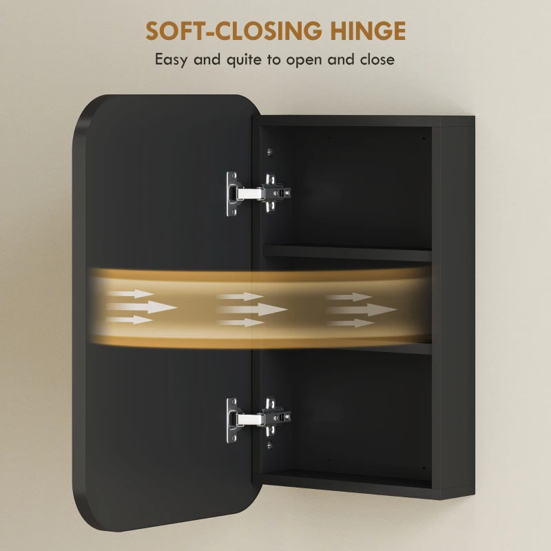 HOMCOM Szafka łazienkowa z lustrem, wisząca szafka z regulowaną półką, 40 x 10 x 60 cm, czarna