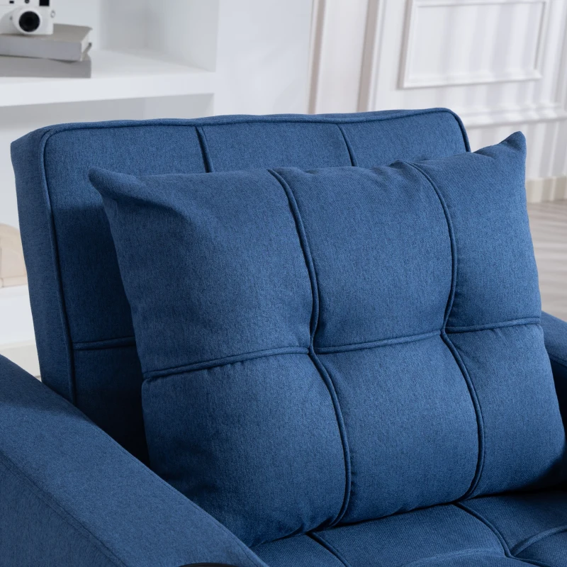 HOMCOM 3-in-1 Single Sofa Bed, Convertible Sleeper Chair Bed with 3-level Adjustable Back - Dark Blue