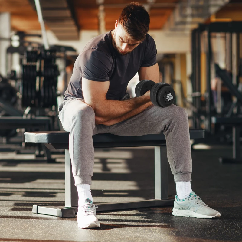 HOMCOM Set de 2 Gantere de 30kg in Total, cu 16 Discuri din Otel si Plastic pentru Antrenament acasa