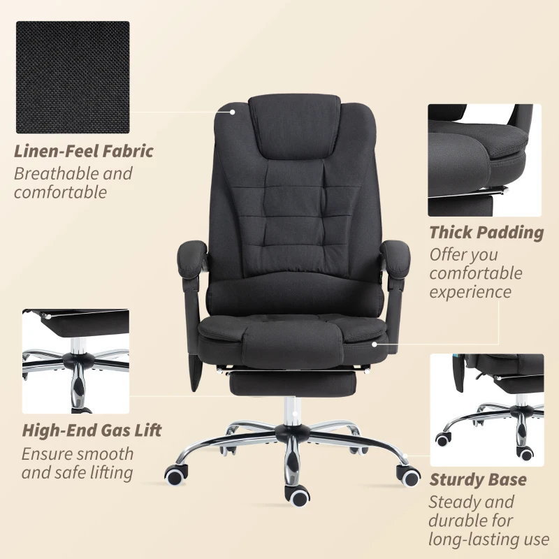 Vinsetto Six-Point Massage and Heated Office Chair - Black