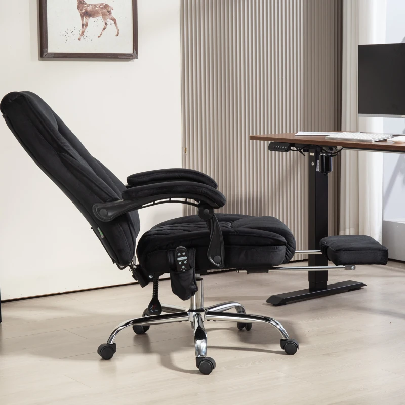 Vinsetto Massage Office Chair, Heated Reclining Computer Chair with Adjustable Height and Footrest, Black