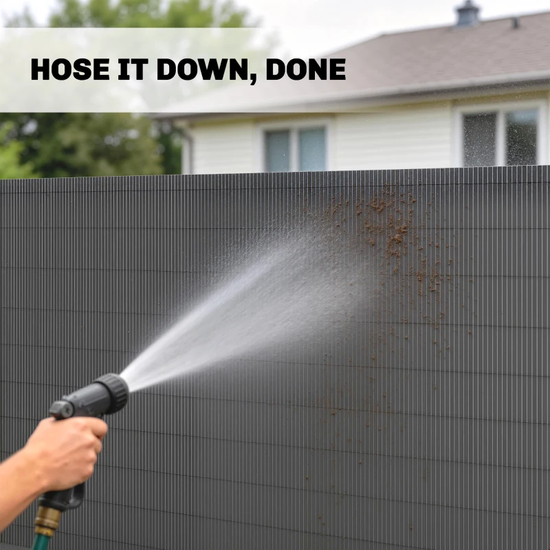 Outsunny 2Pcs Plastic Privacy Screening Fence, 1m x 3 m Waterproof Windbreak Fence, Dark Grey