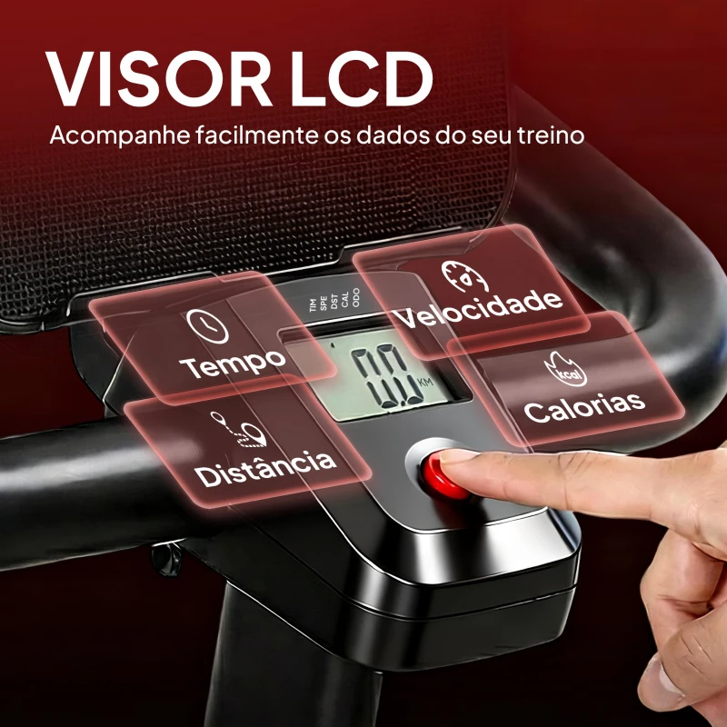 SPORTNOW Bicicleta Estática com Resistência Magnética Regulável Ecrã LCD Volante Assento e Guiador Ajustáveis Preto