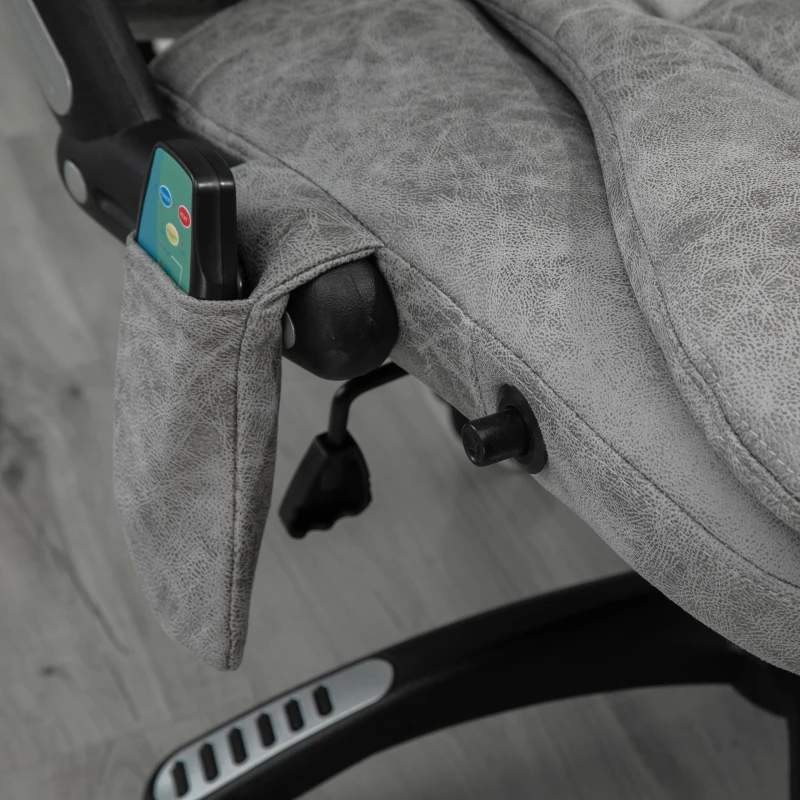 Vinsetto Massage Recliner Chair Heated Office Chair with Six Massage Points Microfiber Cloth 360° Swivel Wheels Grey