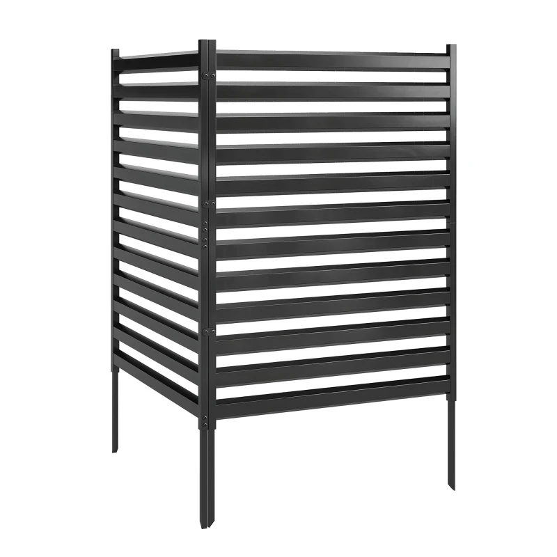 Outsunny Recinzione da Giardino 2 Pannelli 91x152 cm, Recinzione in Metallo Frangivista con Pali e Cappucci Protettivi Antiruggine, Nero