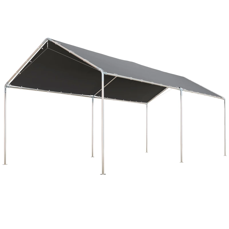 Outsunny Carpa Garaje para Coche 3x6 m Cochera Portátil Impermeable con Toldo de Tela PE y Marco de Acero Galvanizado Gris