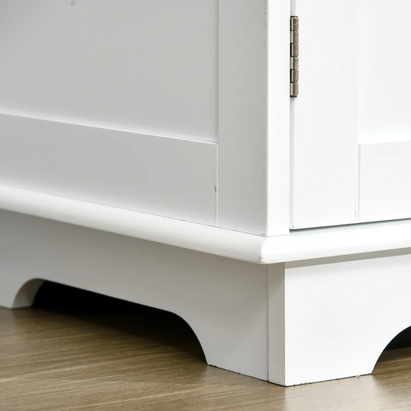 HOMCOM Sideboard with Rubber Wood Top, Modern Storage Cabinet with 3 Adjustable Shelves, White