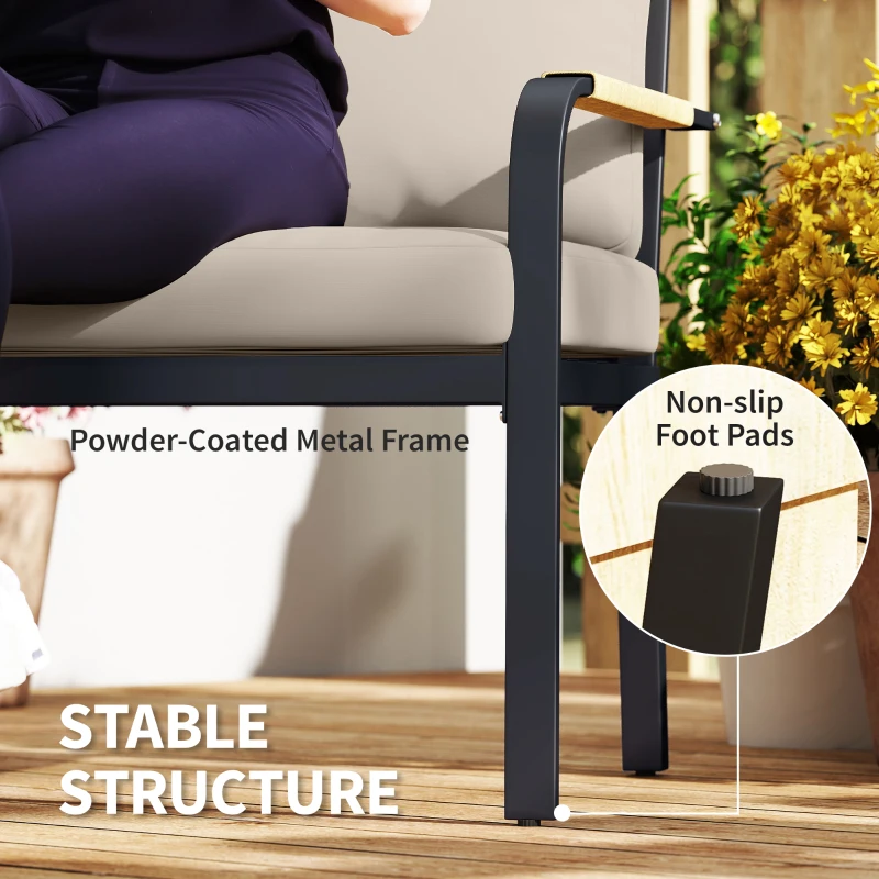 Outsunny 7 Seater Garden Furniture Set, Metal Garden Sofa Set with Cushions, Outdoor Furniture Conversation Sets, Khaki