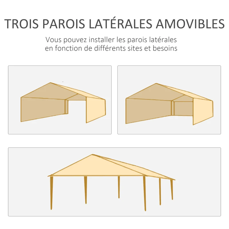 Outsunny Tonnelle de jardin, tente de réception avec Fenêtres et parois latérales amovibles, pour fêtes et mariages, 6 x 3 m Vert