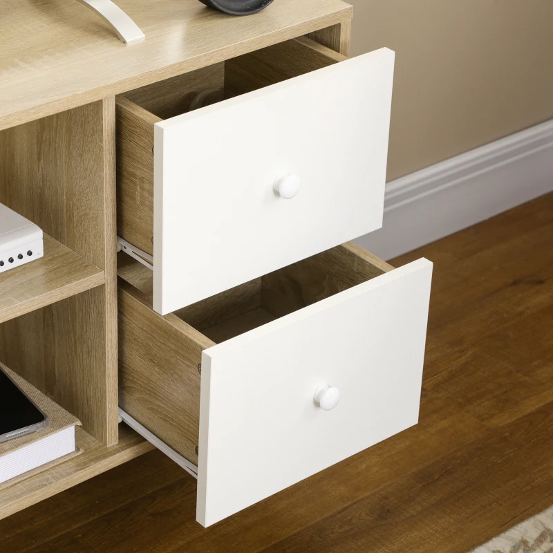 HOMCOM Mobilier TV pentru televizor de până la 114,3 cm picioare din lemn masiv stil scandinav 3 nișe 1 dulap 120 x 30 x 60 cm