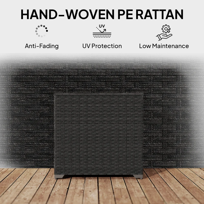 Outsunny 253L Garden Storage Box, Rattan Deck Box with Zipped Liner, Safe Pneumatic Rod, Patio Storage Container, Black