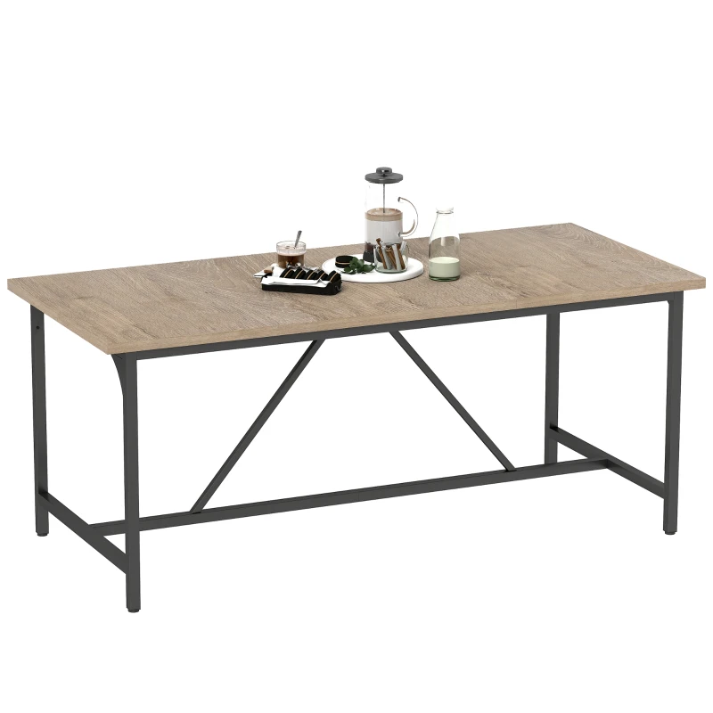 HOMCOM Masă dreptunghiulară de dining pentru 6-8 persoane masă de bucătărie stil industrial 180 x 80 x 75,5 cm efect lemn natural