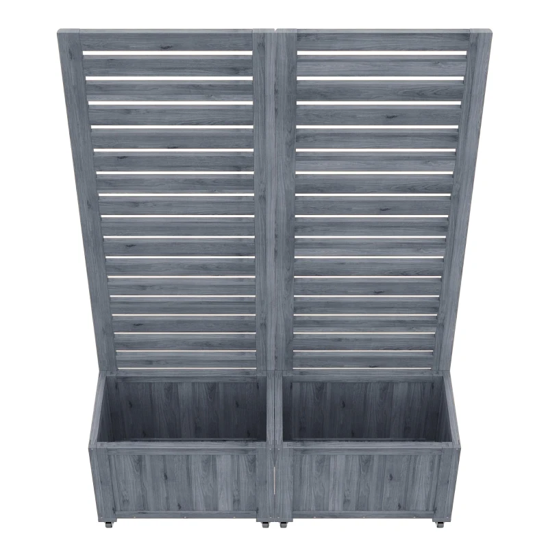 Pflanzkübel mit Spalier, 2 große Pflanzkästen und 2 Gartenspaliere als Kletterhilfe, 102,5 x 32 x 152,5 cm, Grau