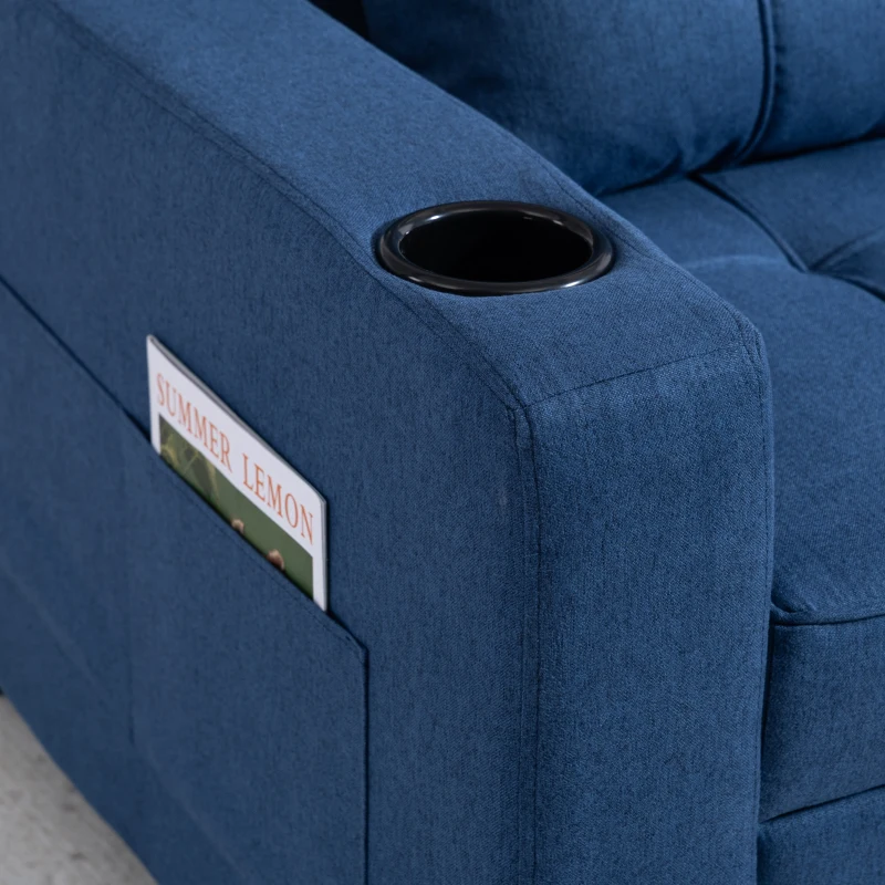 HOMCOM 3-in-1 Single Sofa Bed, Convertible Sleeper Chair Bed with 3-level Adjustable Back - Dark Blue