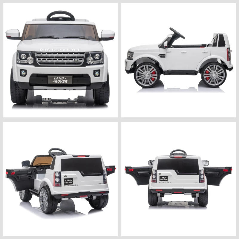 HOMCOM Voiture véhicule électrique Enfants 12 V - Télécommande parentale fournie - V. Max. 5 Km/h - Effets sonores, Lumineux - Land Rover Discovery HSE Blanc