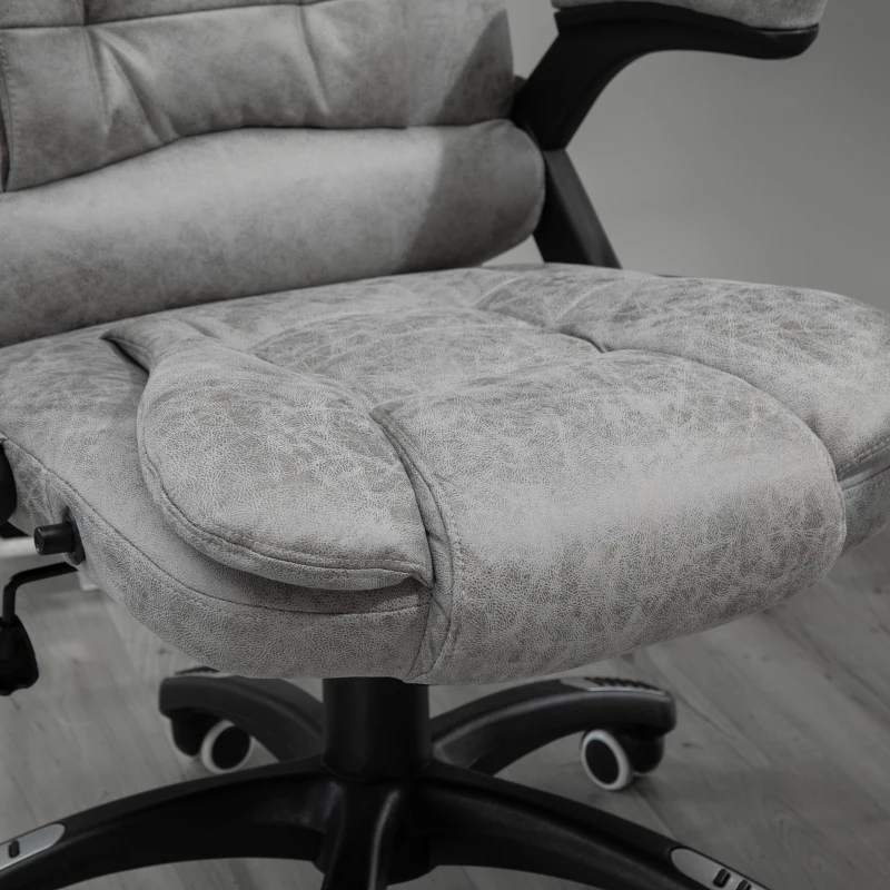 Vinsetto Massage Recliner Chair Heated Office Chair with Six Massage Points Microfiber Cloth 360° Swivel Wheels Grey