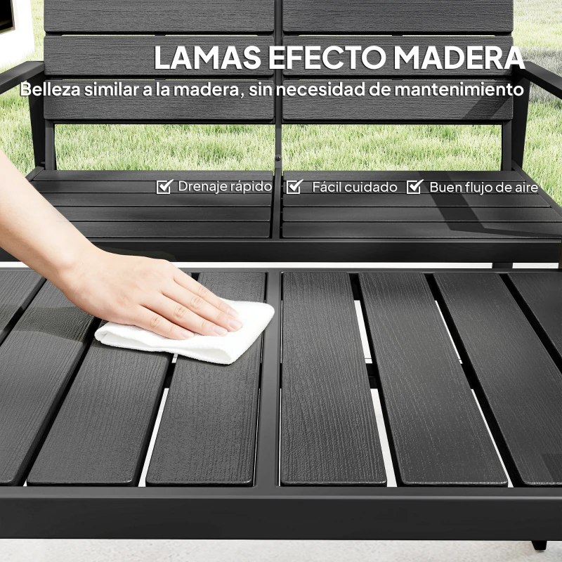 Outsunny Conjunto de Muebles de Jardín para 4 Personas con Sofá de 2 Plazas 2 Sillones Mesa de Centro Negro
