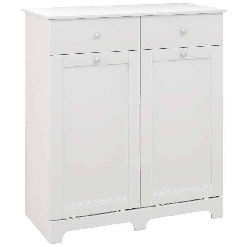 HOMCOM Armoire de salle de bain, meuble de rangement, avec paniers à linge pliables 2 tiroirs, 78L x 40l x 90,5H cm, blanc