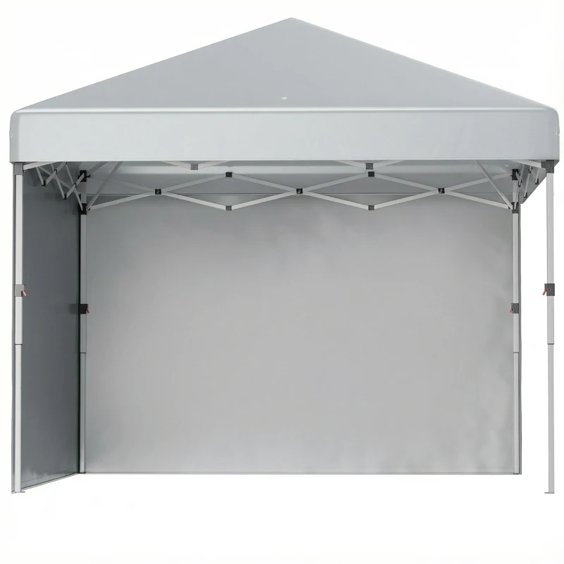 Outsunny 3 x 3 m Pop Up Gazebo, UPF 30+ Party Tent with 2 Sidewalls, Weight Bags and Wheeled Bag, Light Grey